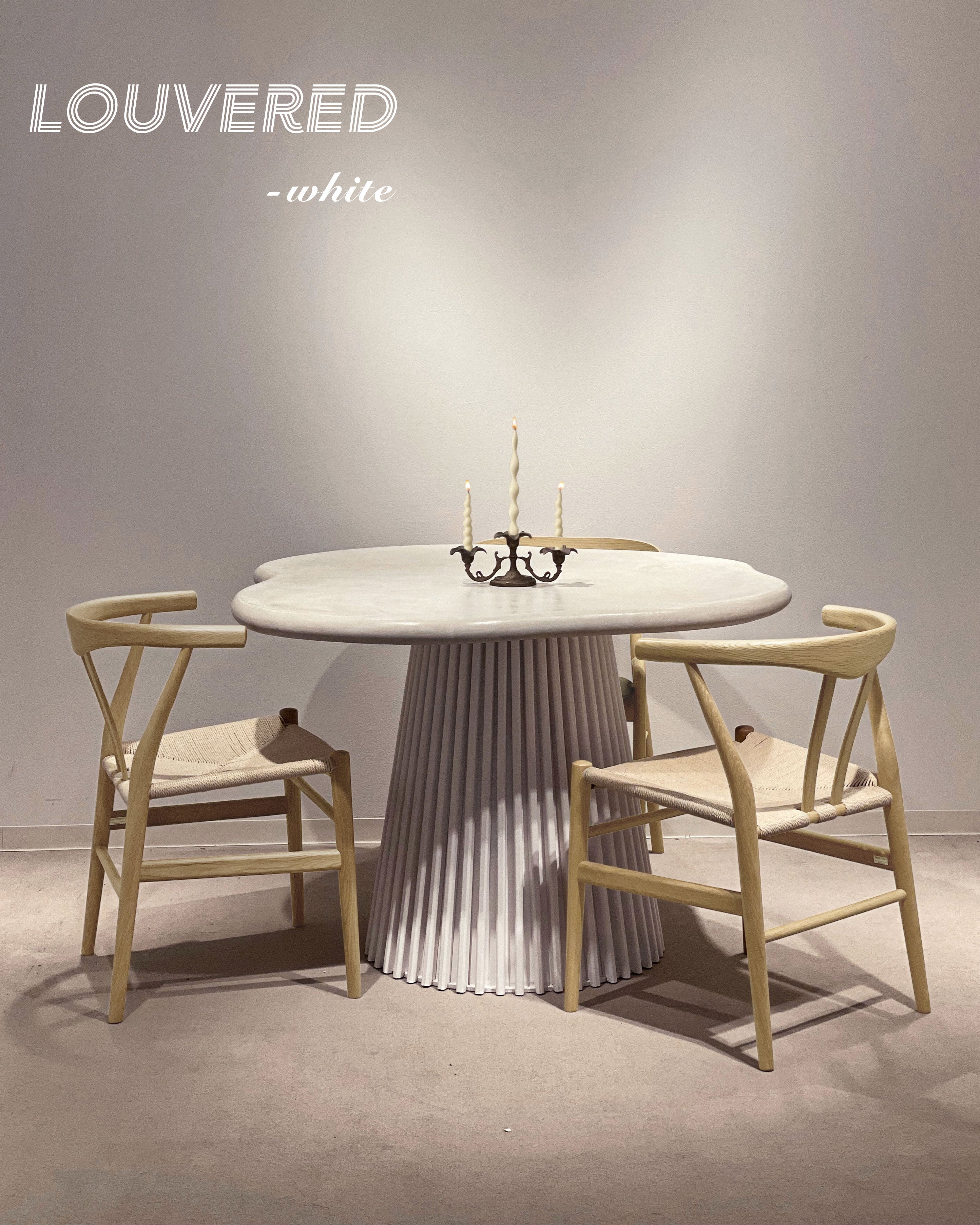 "the table" round - louvered white