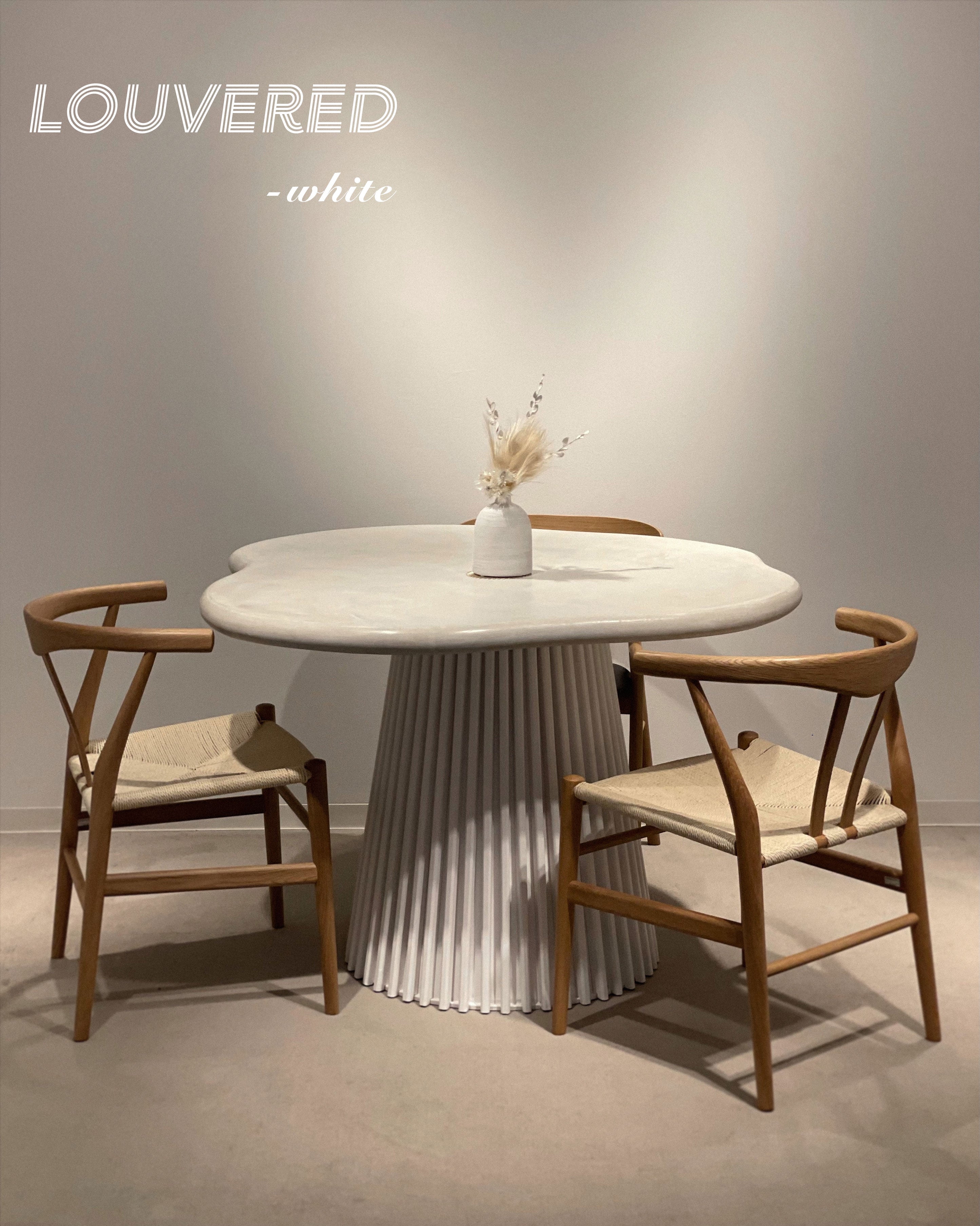 "the table" round - louvered white