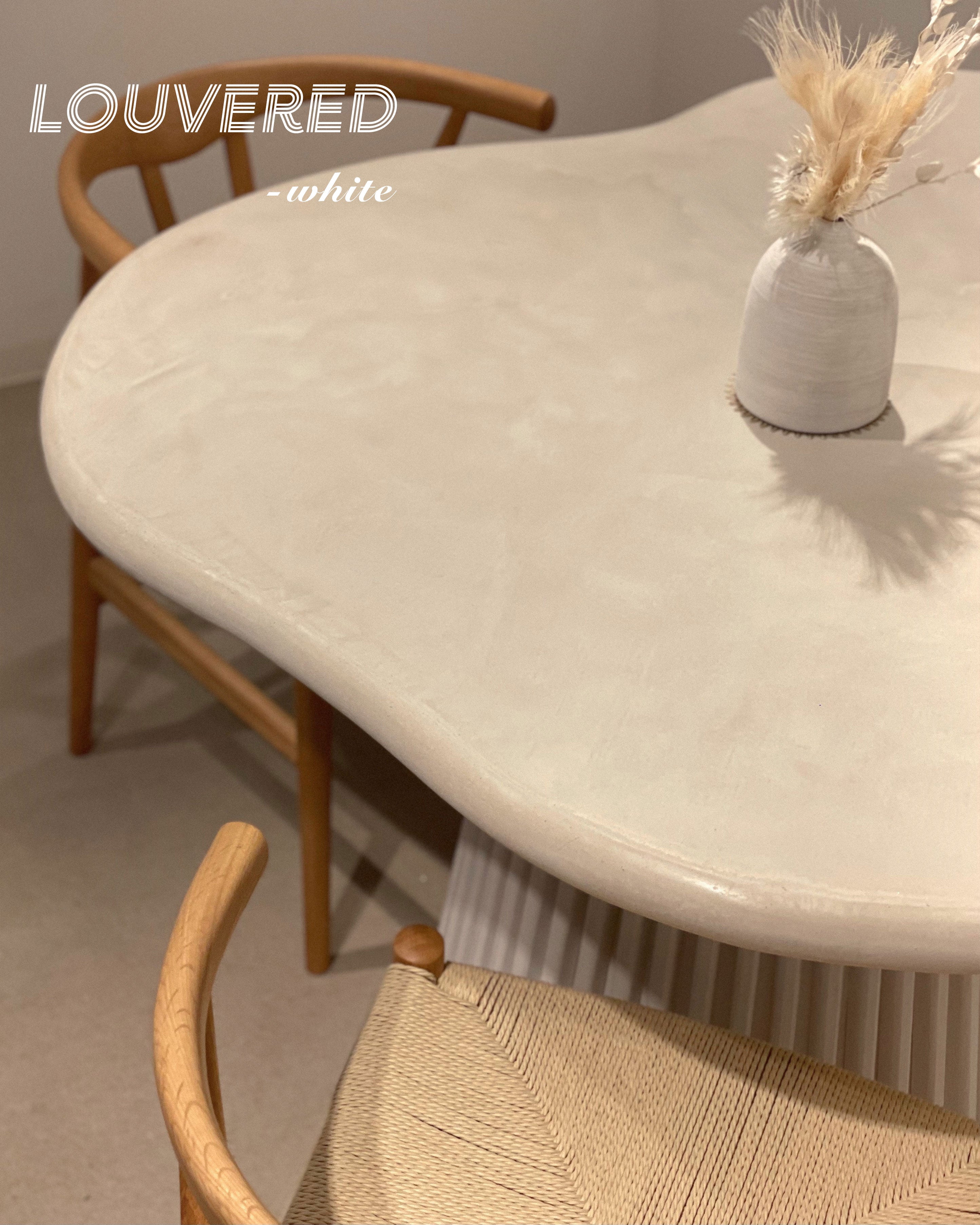 "the table" round - louvered white