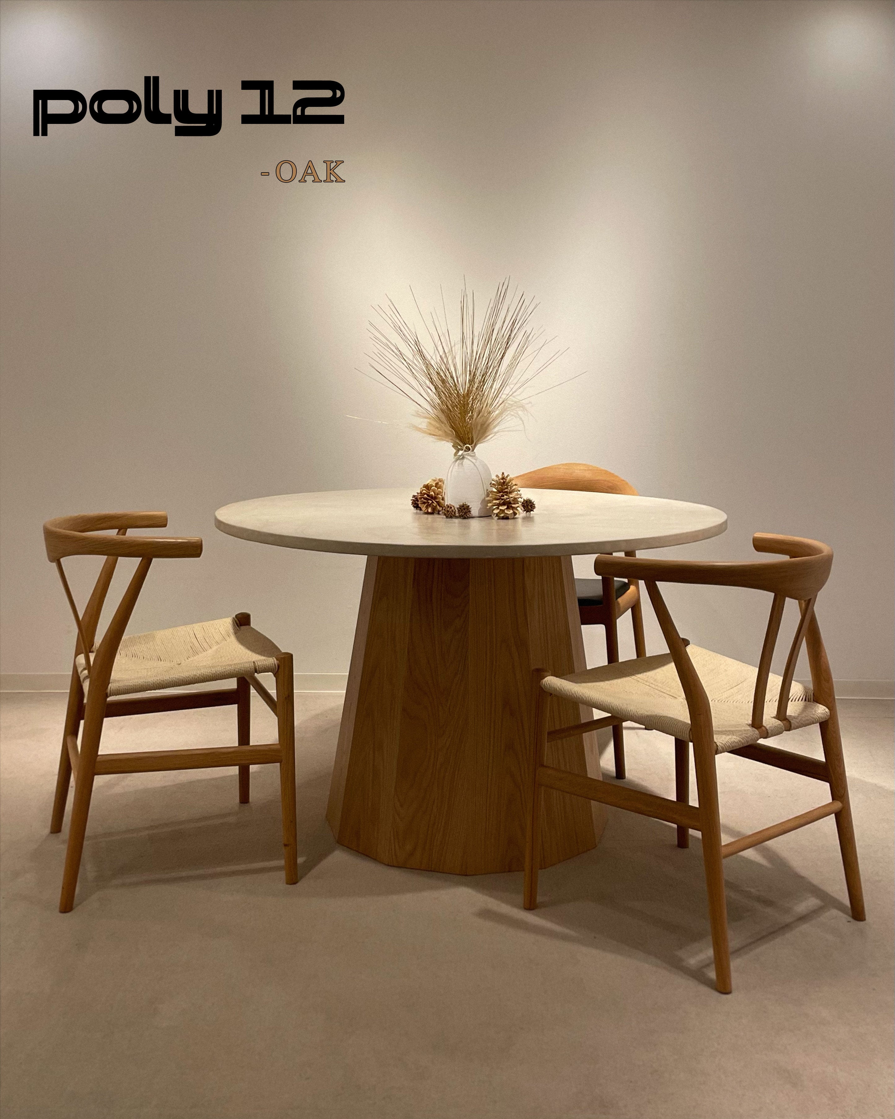 "the table" round, poly 12 - OAK